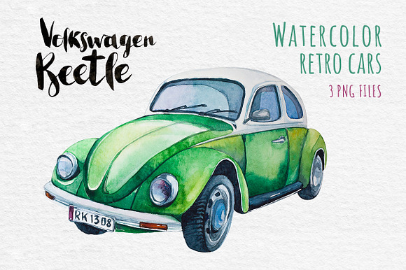 Watercolor cars in Objects - product preview 3