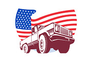 American Pickup truck with flag star