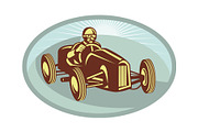 Vintage Race car driver racing