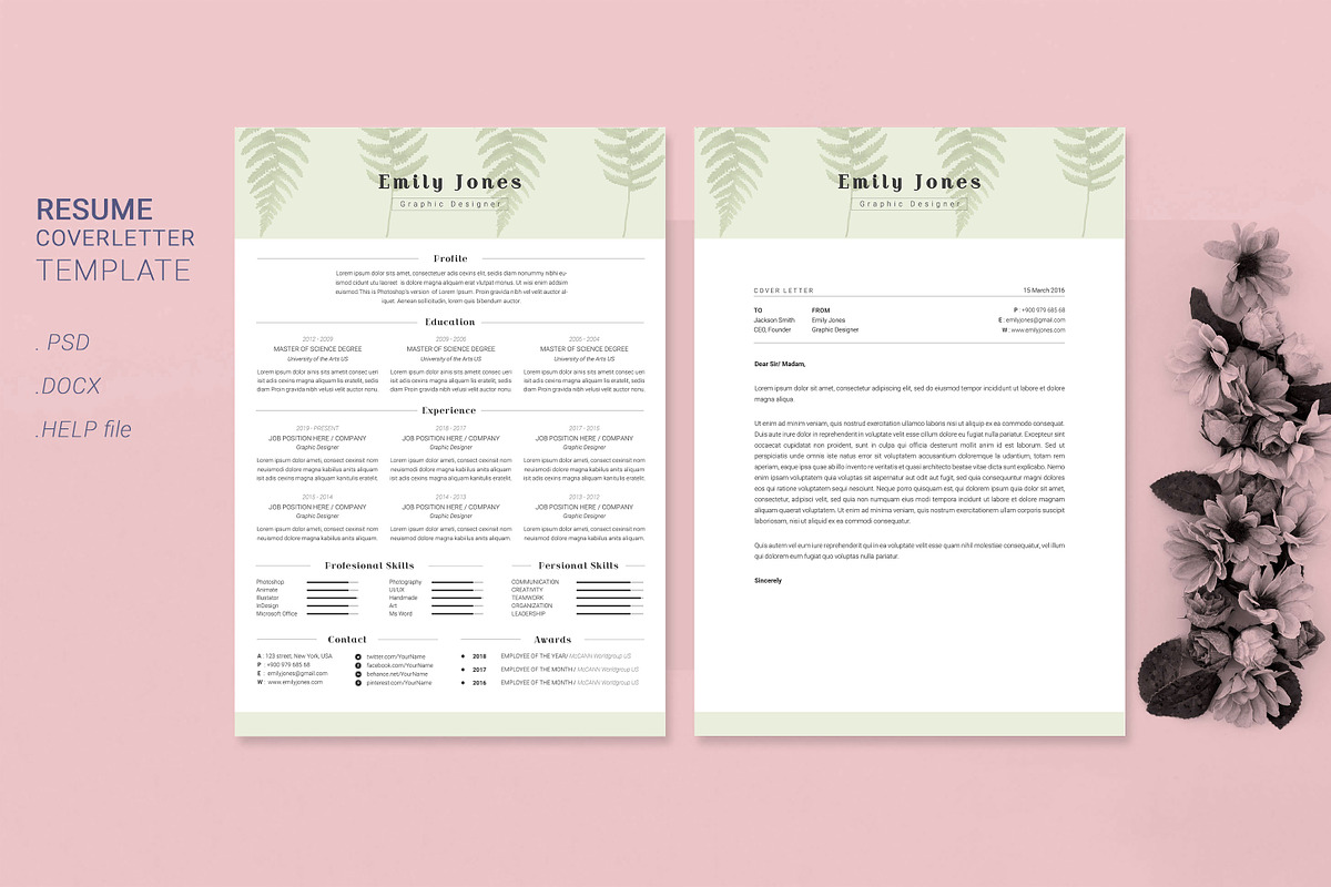 Water Color CV-Resume Tempalate *C in Resume Templates - product preview 8