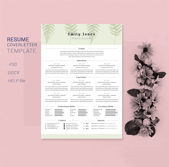 Water Color CV-Resume Tempalate *C in Resume Templates - product preview 1