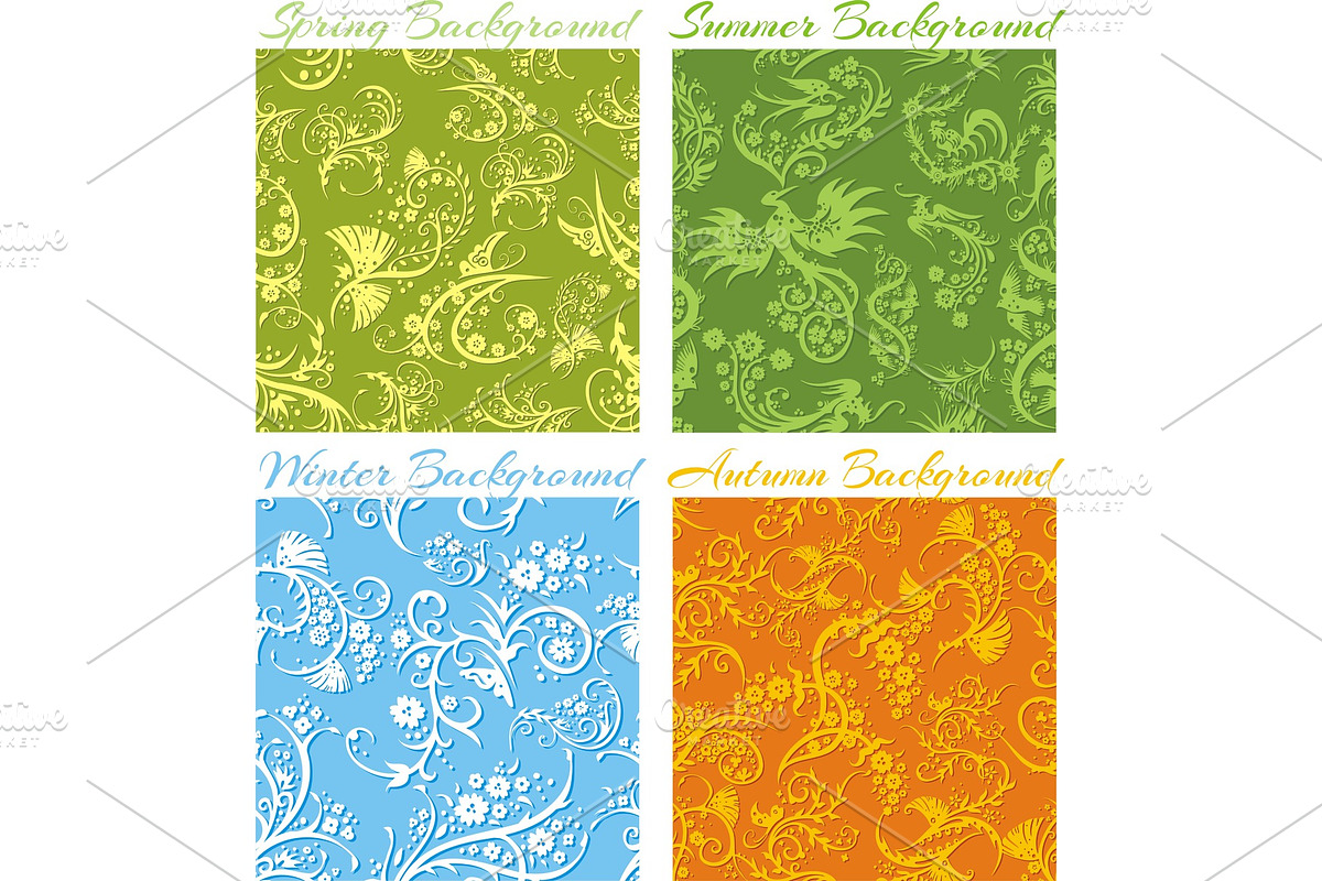 Set of Seasons backgrounds - vector in Textures - product preview 8