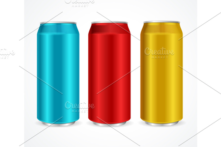 Aluminum Colorful Cans. Vector in Objects - product preview 8