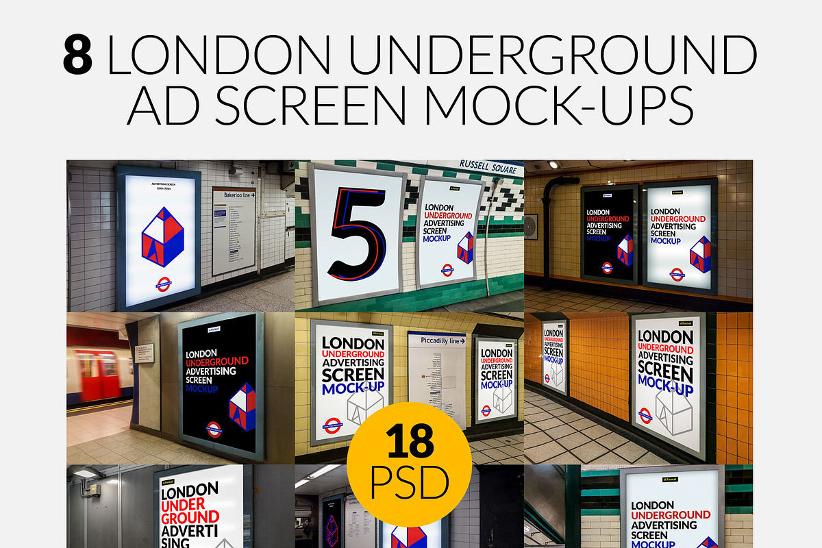 8 London Underground Mock-Ups Bundle in Mockup Templates - product preview 8