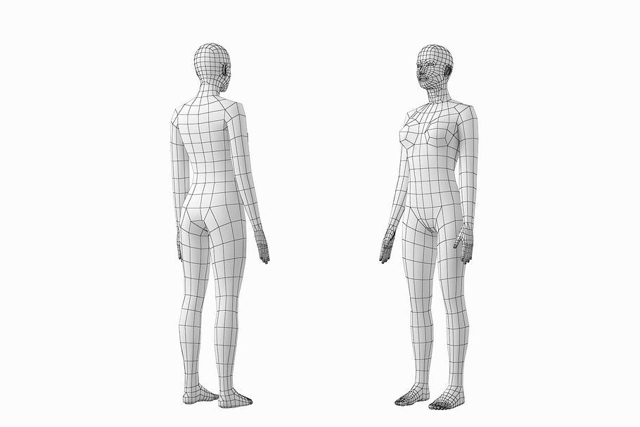 Female and Male Base Mesh in People - product preview 2