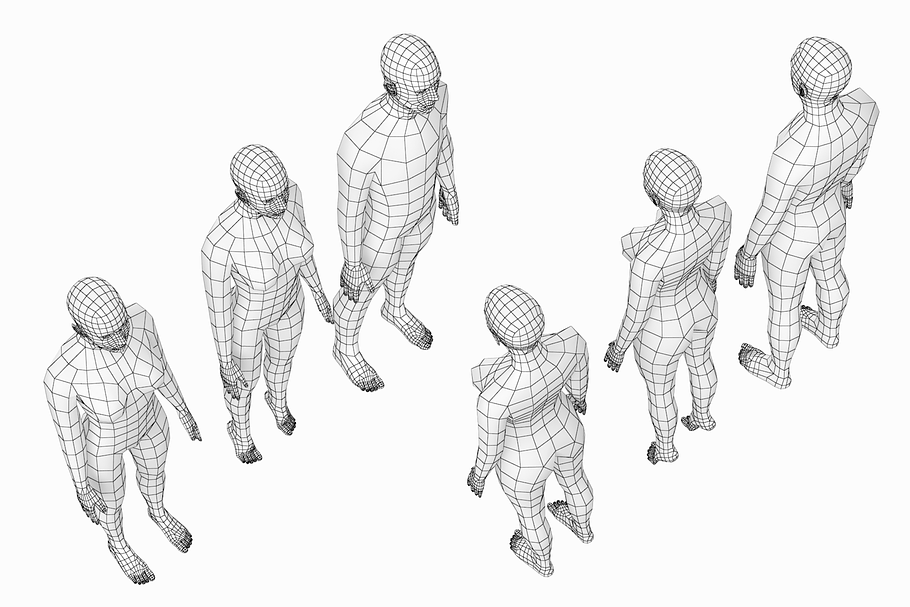 Female and Male Base Mesh in People - product preview 4