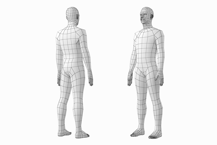 Female and Male Base Mesh in People - product preview 5
