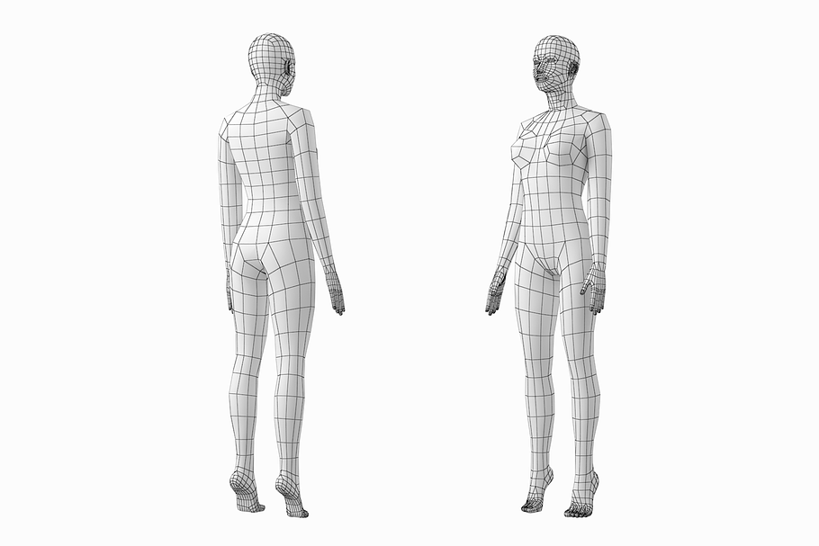 Female and Male Base Mesh in People - product preview 6