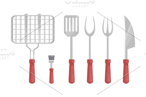 BBQ Barbecue Flatware Icons Vector