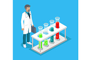 Medical Worker Man in Lab Vector