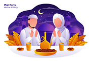 Iftar Party - Vector Illustration