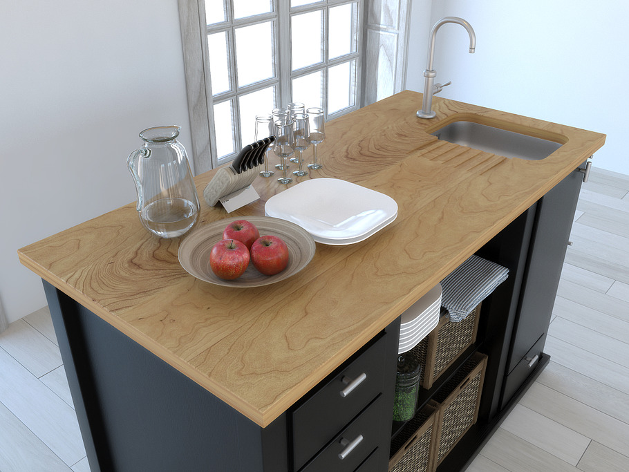 Kitchen island 0304 in Furniture - product preview 1