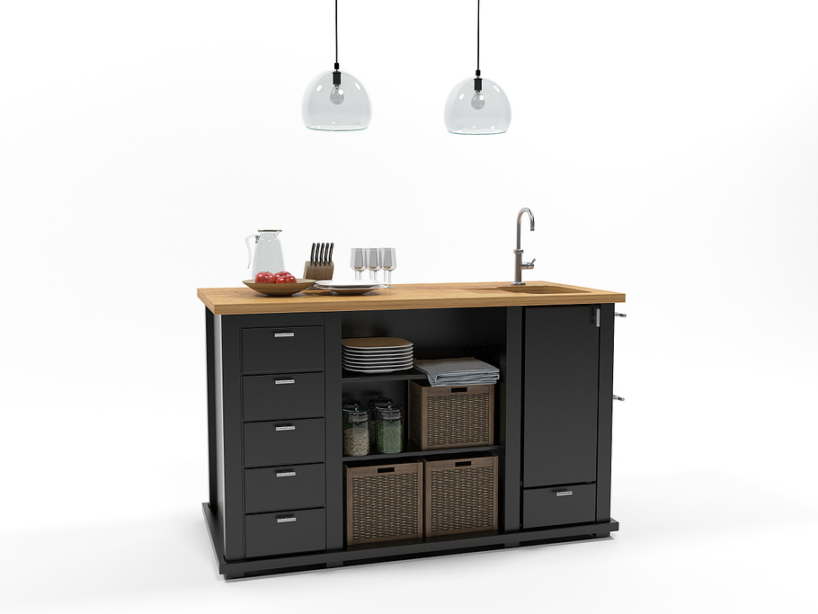 Kitchen island 0304 in Furniture - product preview 4