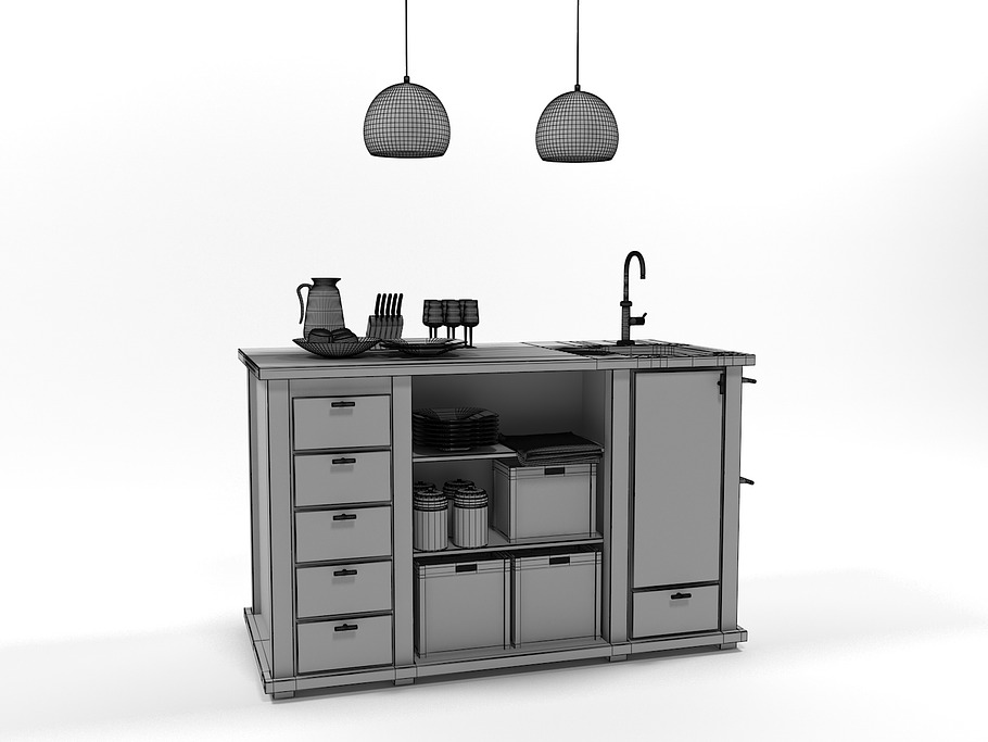 Kitchen island 0304 in Furniture - product preview 5