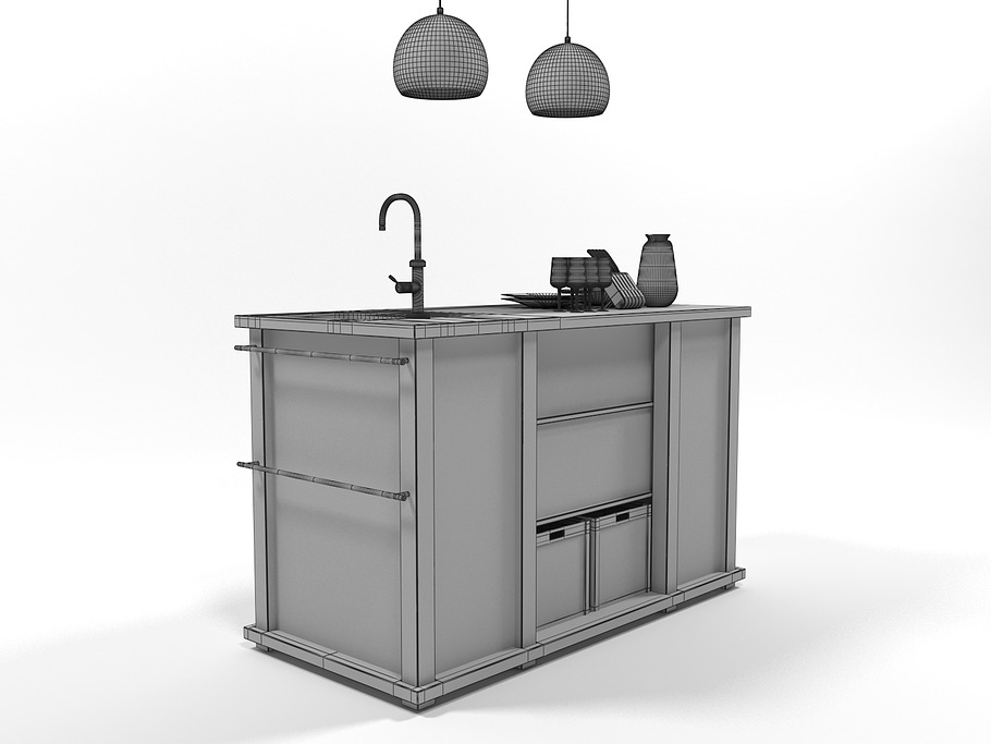 Kitchen island 0304 in Furniture - product preview 7