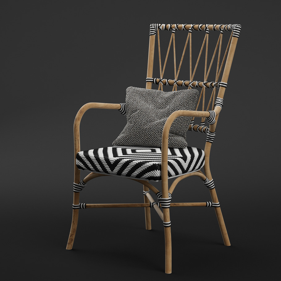 Criss Cross Black White Rattan Cafe in Furniture - product preview 3