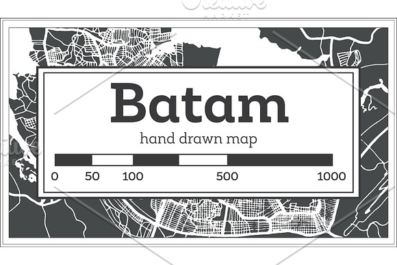 Batam Indonesia City Map in Retro in Illustrations - product preview 1