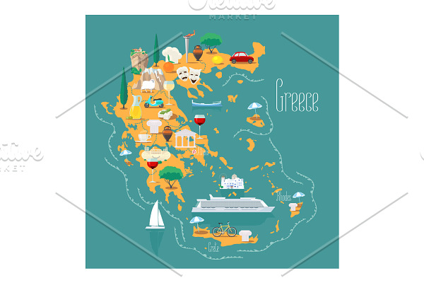 Map of Greece with islands vector