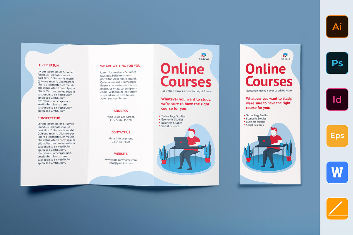 Online Courses Brochure Trifold in Brochure Templates - product preview 8