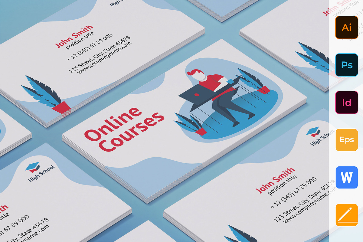 Online Courses Business Card in Business Card Templates - product preview 8