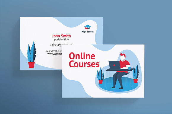 Online Courses Business Card in Business Card Templates - product preview 1