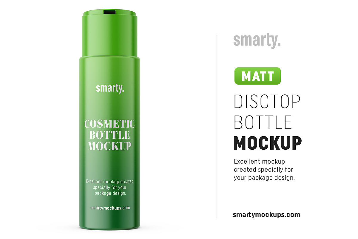 Matt bottle with wide disctop in Product Mockups - product preview 8