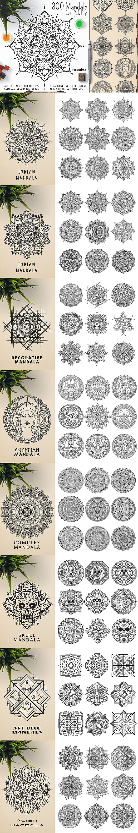 300 Vector Mandala Ornaments in Illustrations - product preview 48