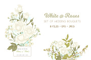 Wedding White Roses Bouquet Set