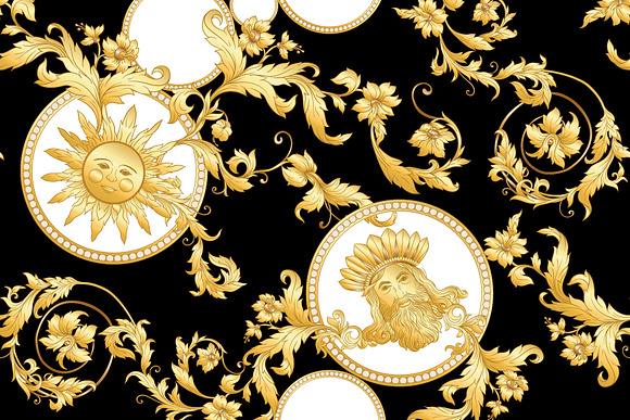 4 Golden Baroque Seamless Patterns in Objects - product preview 1