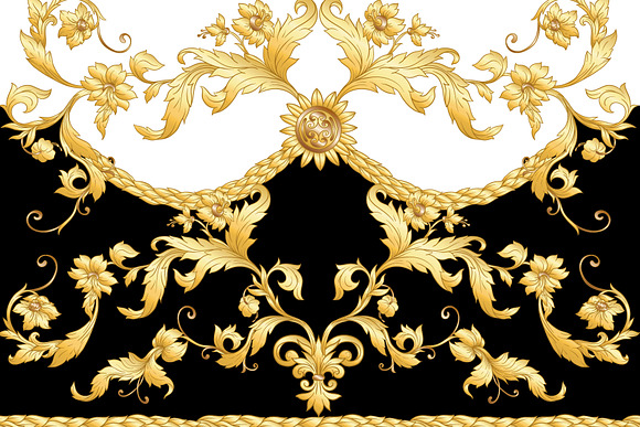 4 Golden Baroque Seamless Patterns in Objects - product preview 2