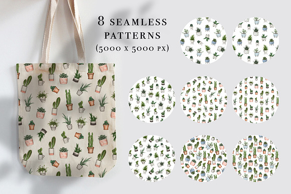 House plants in pots. Watercolor set in Illustrations - product preview 2