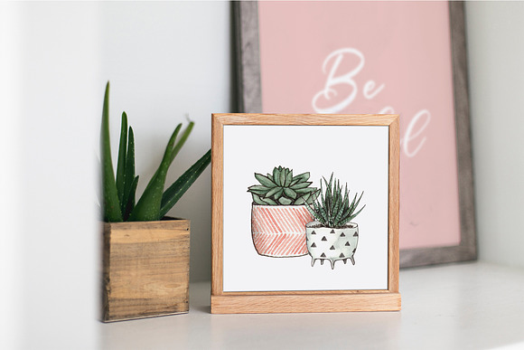 House plants in pots. Watercolor set in Illustrations - product preview 4