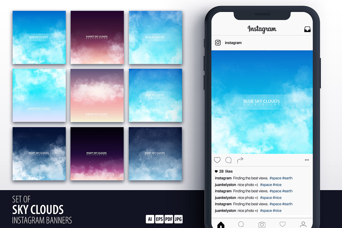 Sky Clouds. Instagram banners in Instagram Templates - product preview 8