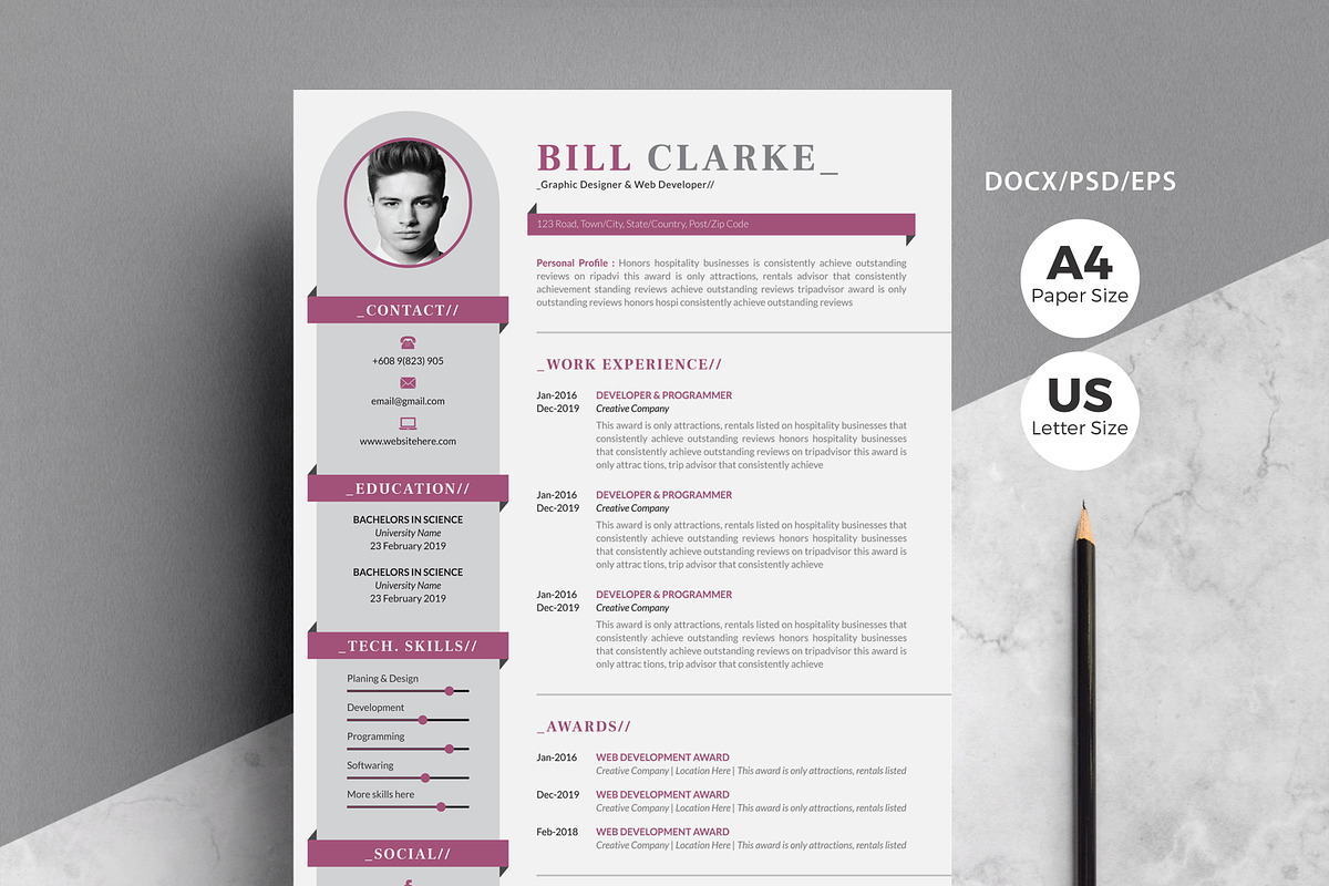 Resume/Cv & Cover Letter in Letter Templates - product preview 8