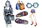 Collection fashion peep watercolor