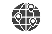 Location on globe black icon