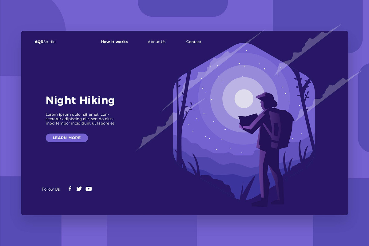 Night Hiking - Banner & Landing Page in Web Elements - product preview 8