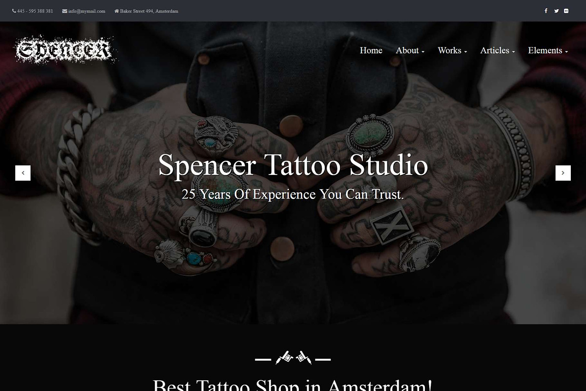 Spencer - Tattoo Artist WP Theme in WordPress Themes - product preview 8