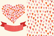 Hearts pattern and a greeting card