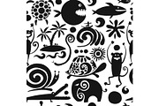 Funny animals, seamless pattern for