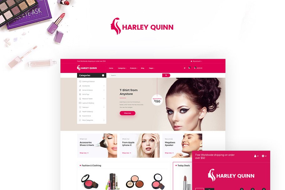 AP HARLEYQUINN ORGANIC COSMETIC PR in Website Templates - product preview 8