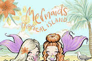 Mermaid Summer Clipart, Hand Painted