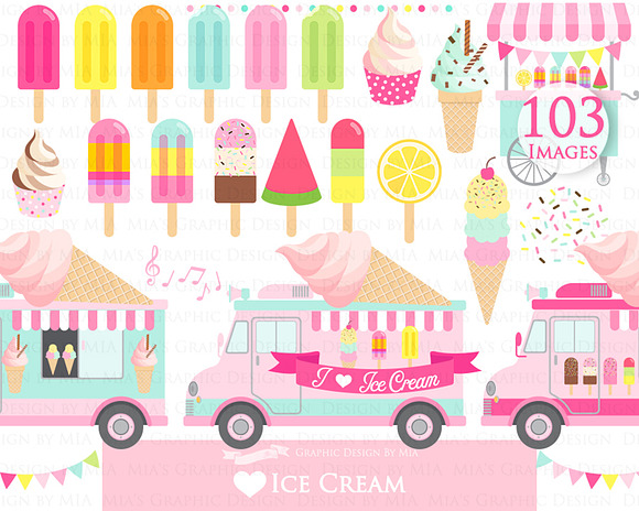 Ice Cream Party, Ice Cream Truck in Illustrations - product preview 2