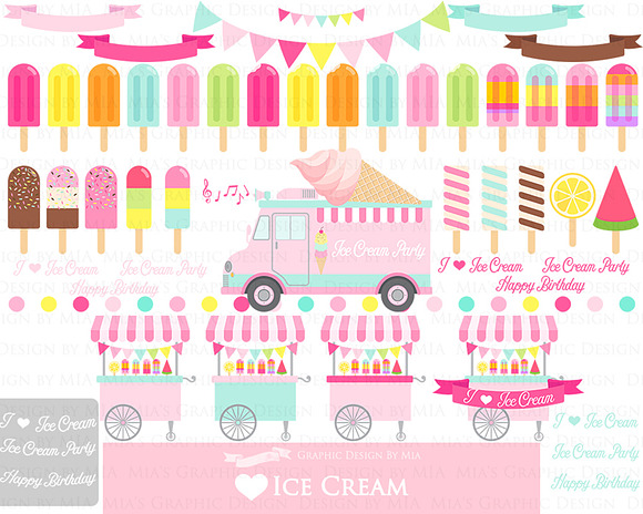 Ice Cream Party, Ice Cream Truck in Illustrations - product preview 4