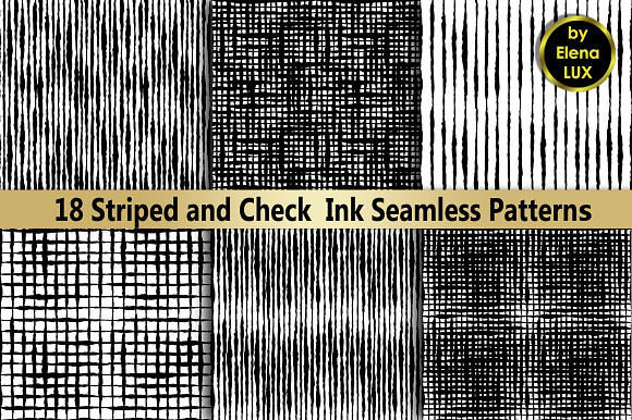 Stripe and Check Ink Seamless Set in Patterns - product preview 2