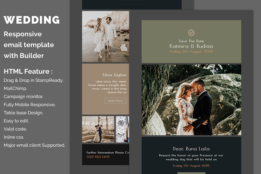 Wedding Invitation Newsletter in Mailchimp Templates - product preview 8