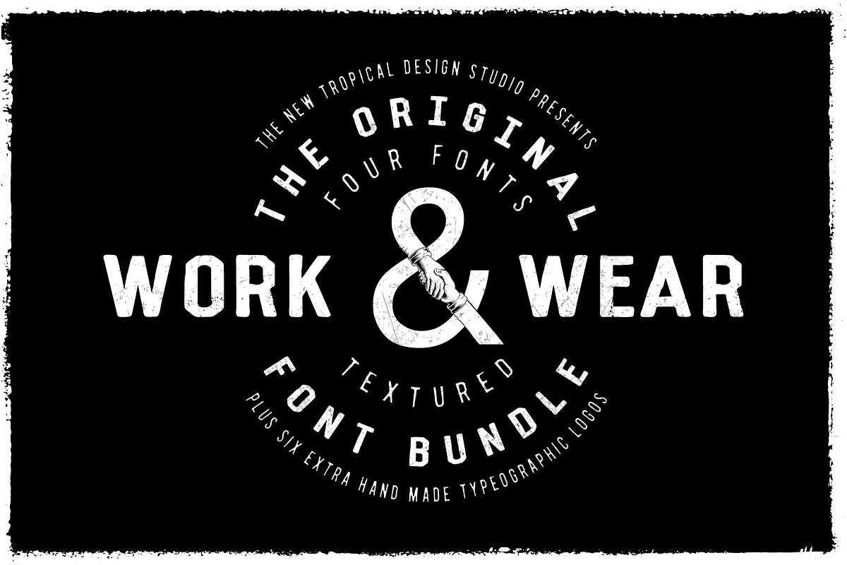 Work&Wear- Retro Font & Logo Bundle in Display Fonts - product preview 8
