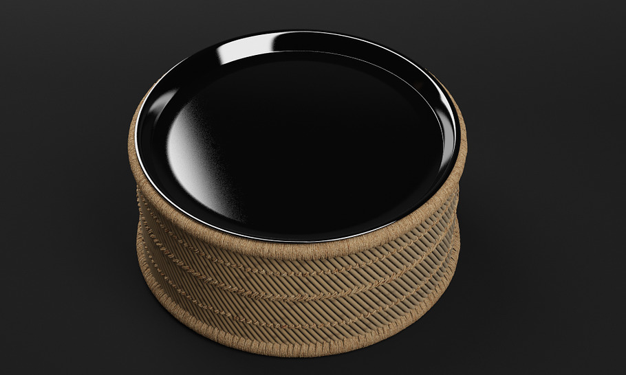 Market Round Navy Tray Bamboo Coffee in Furniture - product preview 3