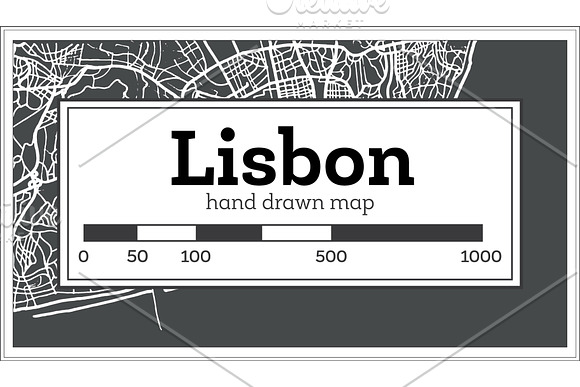 Lisbon Portugal Map in Retro Style. in Illustrations - product preview 1