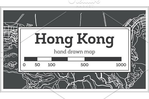 Hong Hong China City Map in Retro in Illustrations - product preview 1